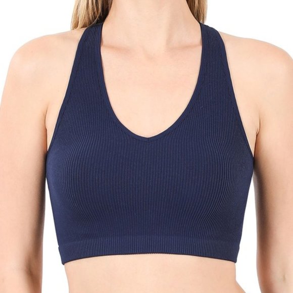 Blush & Belle Other - Ultra Ribbed Cropped Bralette Tank NAVY